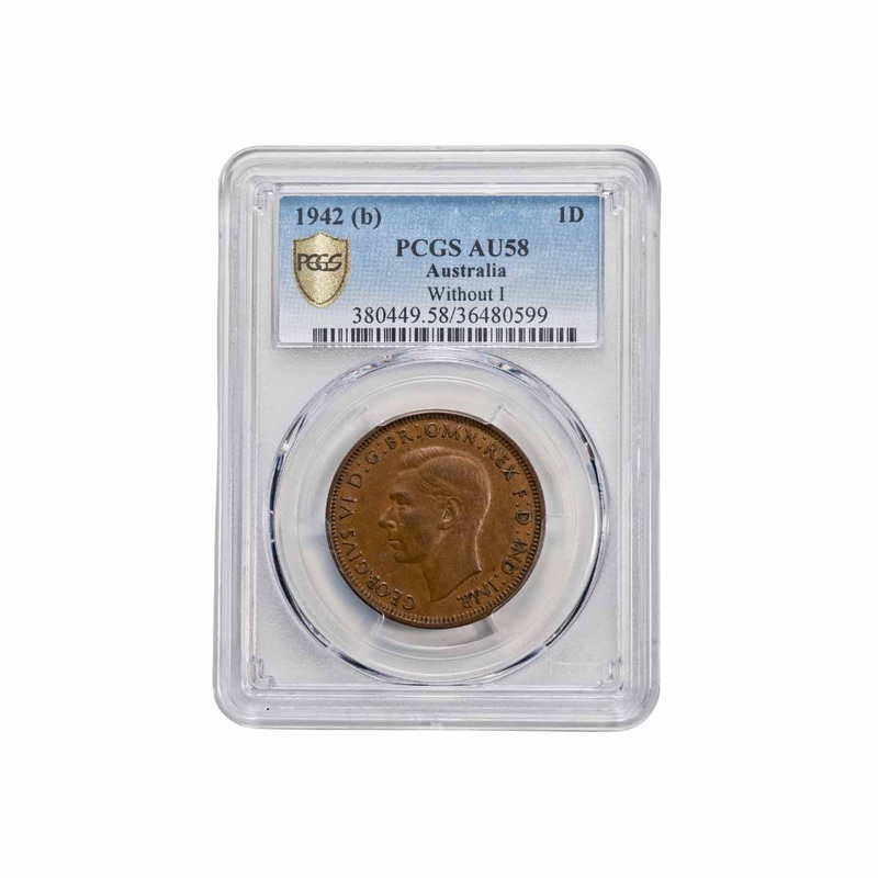 1942I Penny Without I Variety PCGS AU58