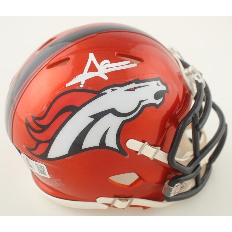 Audric Estime Signed Denver Broncos Mini Helmet (Beckett) Ex Notre Dame RB