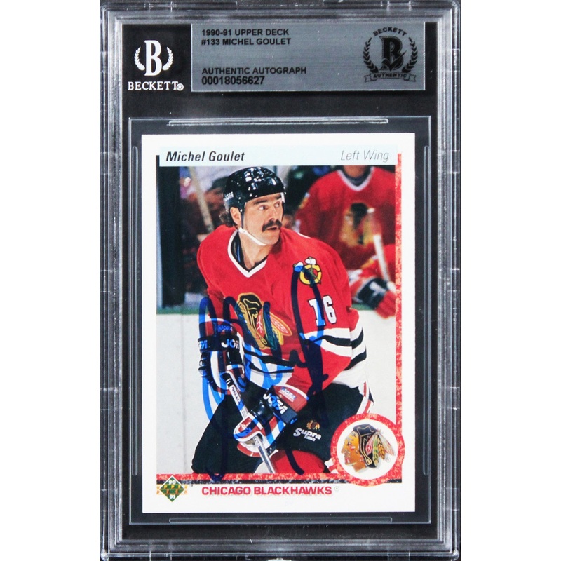 Blackhawks Michel Goulet Authentic Signed 1990 Upper Deck #133 Card BAS Slabbed