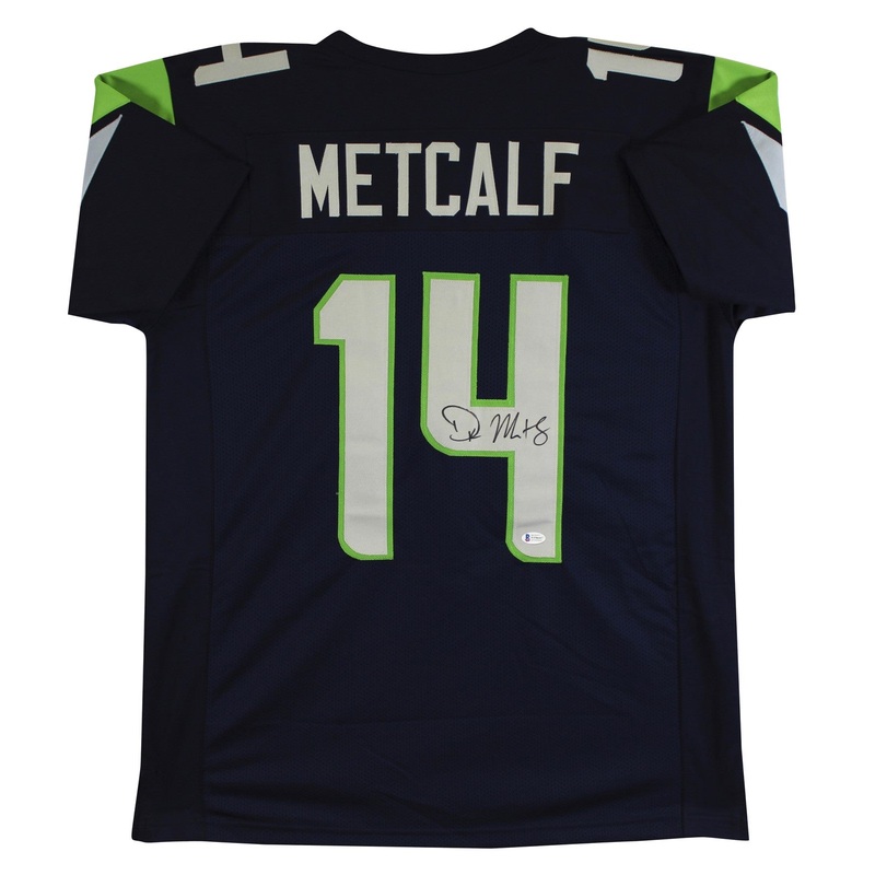 D.K. Metcalf Authentic Signed Navy Blue Pro Style Jersey BAS Witnessed #WF06447