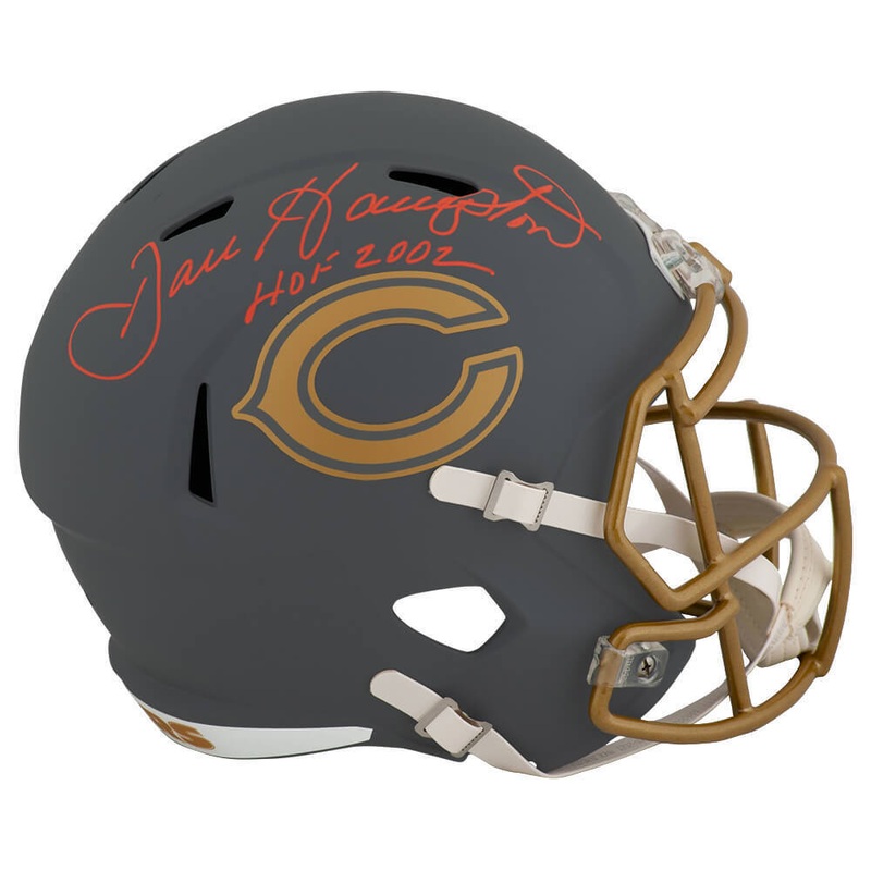 Dan Hampton Signed Bears SLATE Riddell Full Size Replica Helmet w/HOF – (SS COA)