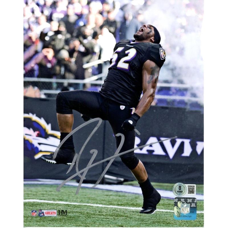 Ray Lewis Autographed/Signed Baltimore Ravens 8×10 Photo Beckett Witness 51043