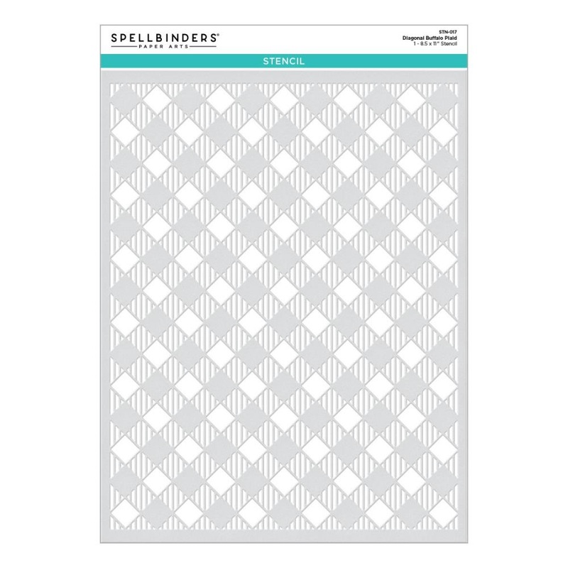 Spellbinders Stencil Diagonal Buffalo Plaid
