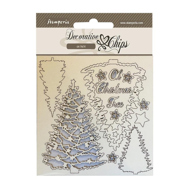 Stamperia Decorative Chips 5.5X5.5 Christmas Tree