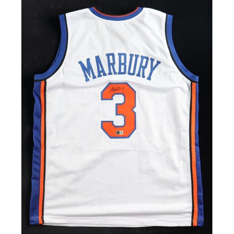 Stephon Marbury Signed New York Knicks Home Jersey (Beckett) 1996 #4 Overall Pck
