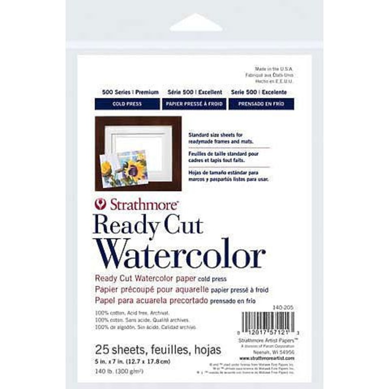 Strathmore Watercolor Ready Cut Sheets – 5 x 7 Cold Press 140lb