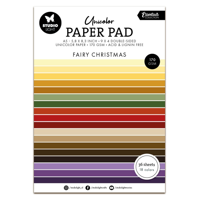 Studio Light Essentials Unicolor Paper Pad Fairy Christmas
