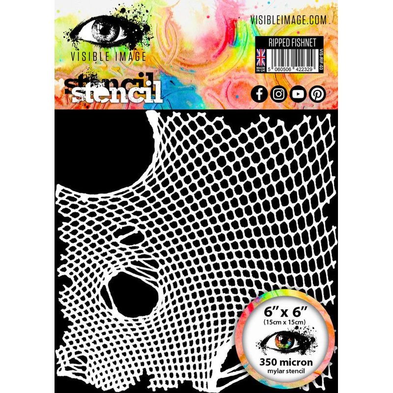 Visible Image Ripped Fishnet Stencil – 6 x 6