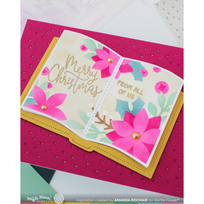 Waffle Flower x Galina Filippenko – Open Book Poinsettia Stencil