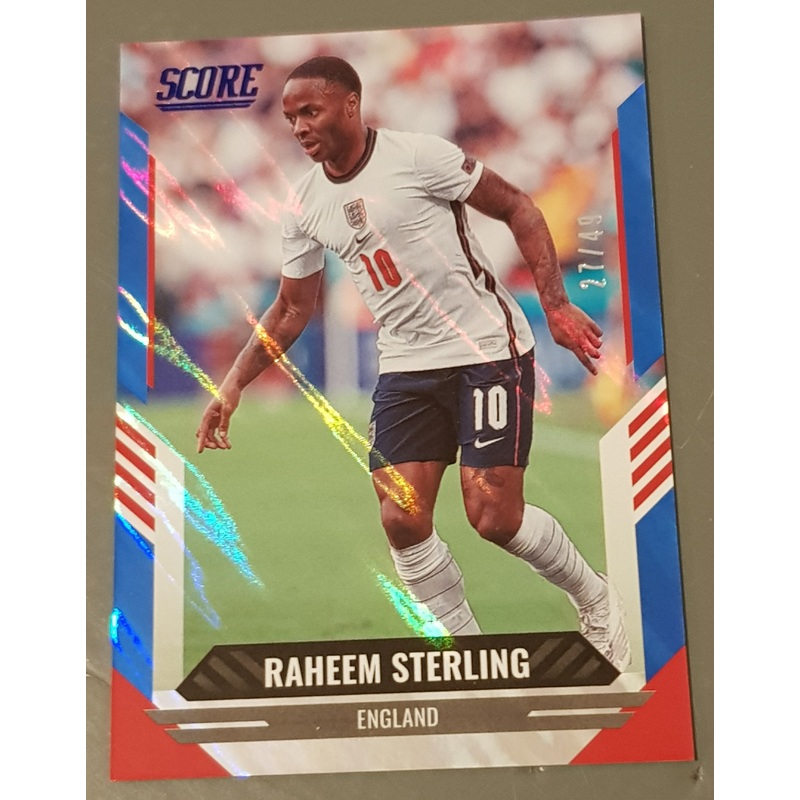 2021-22 Panini Score FIFA Raheem Sterling #78 Blue Lava Parallel /49 Trading Card