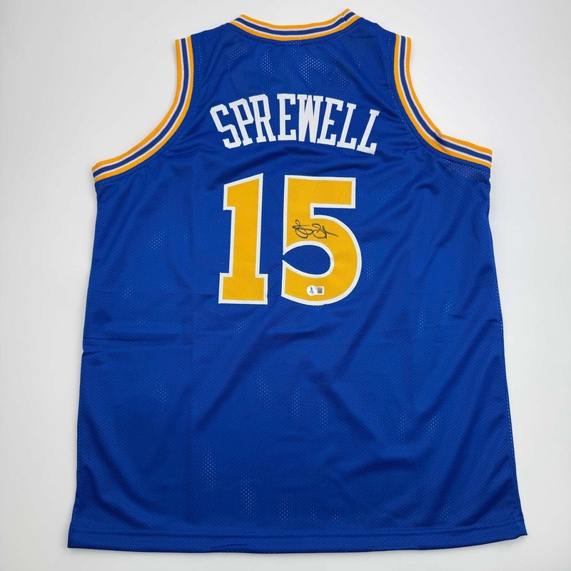 Autographed/Signed Latrelle Sprewell Golden State Blue Basketball Jersey BAS COA