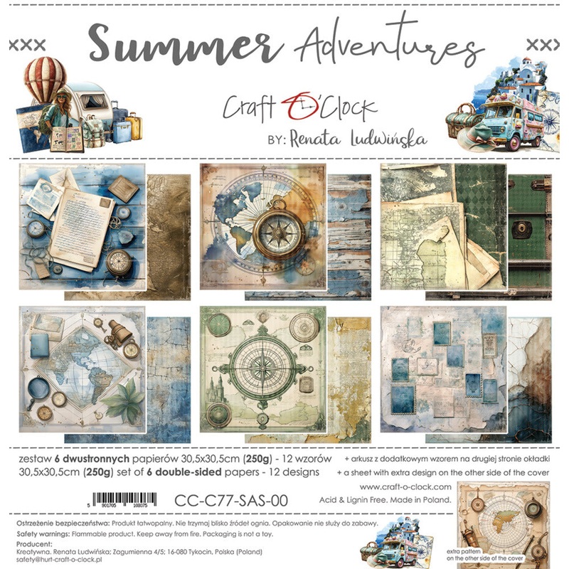 Craft O’Clock – 12X12 Paper Pad, Summer Adventures