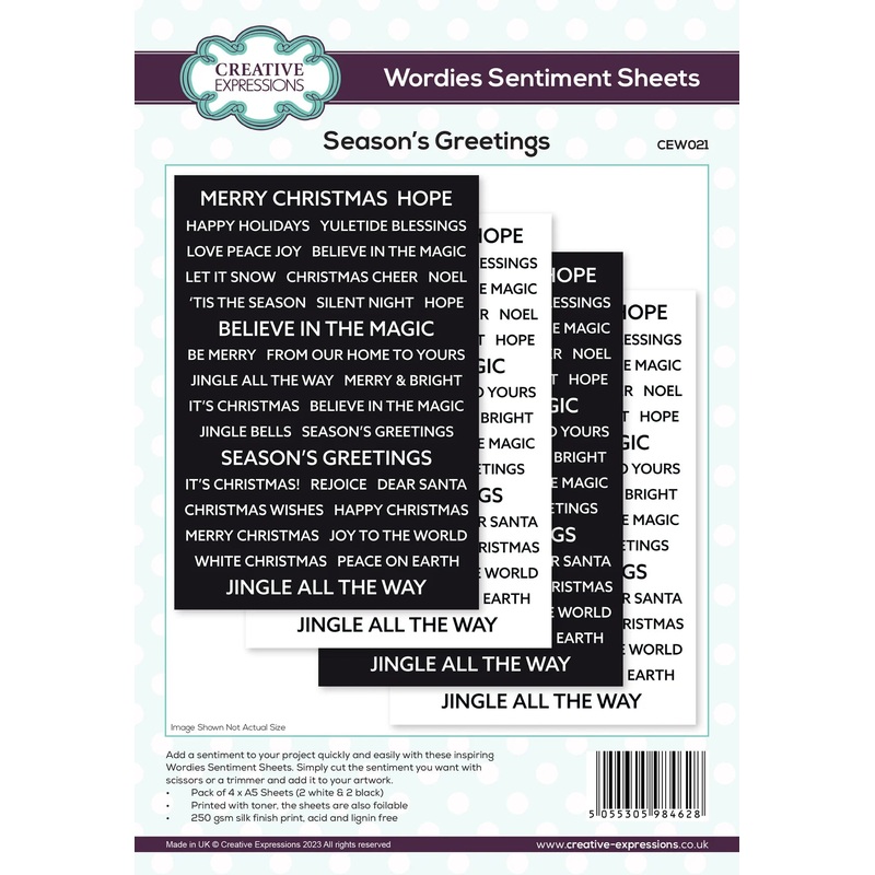 Creative Expressions Wordies Sentiment Sheets Season’s Greetings