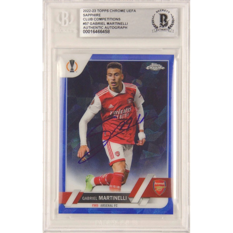 Gabriel Martinelli Signed 2022-23 Topps Chrome Sapphire #57 – BGS Authentic