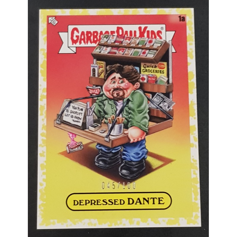 Garbage Pail Kids GPK x View Askew Depressed Dante #1a Yellow Parallel /100 Trading Card