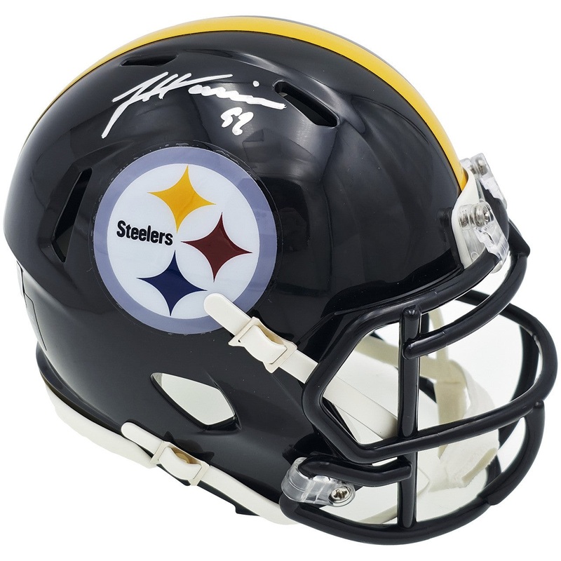 JAMES HARRISON AUTOGRAPHED STEELERS BLACK MINI HELMET BECKETT WITNESS 241383