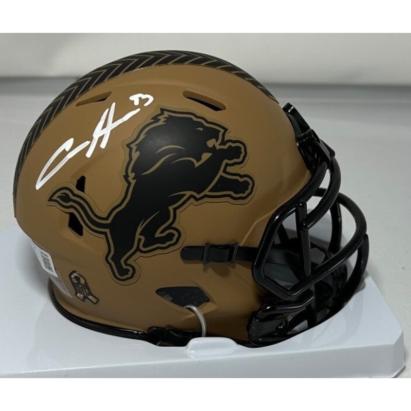 Lions AIDAN HUTCHINSON Signed Riddell 2023 SALUTE Speed Mini Helmet AUTO – BAS