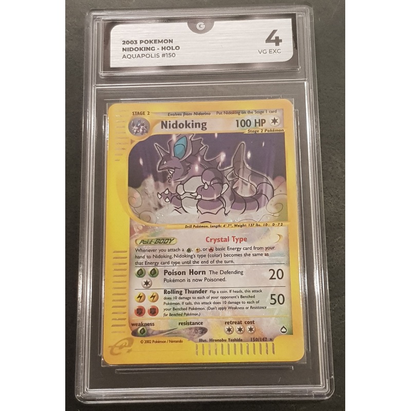 Pokemon Aquapolis Nidoking #150/147 Global Grading 4 Secret Crystal Rare Holo Trading Card