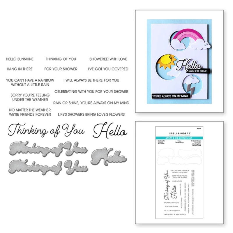 Spellbinders I’VE GOT YOU COVERED CLEAR STAMP & DIE SET FROM THE SHOWERED WITH LOVE COLLECTION BY VICKI PAPAIOANNOU