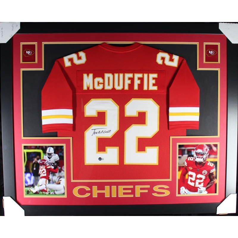 TRENT McDUFFIE (Chiefs red SKYLINE) Signed Autographed Framed Jersey Beckett