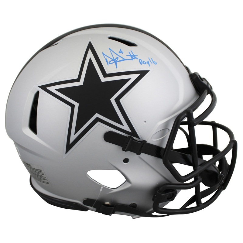 Cowboys Dak Prescott ROY 16 Signed Rave F/S Speed Proline Helmet BAS #2W977959