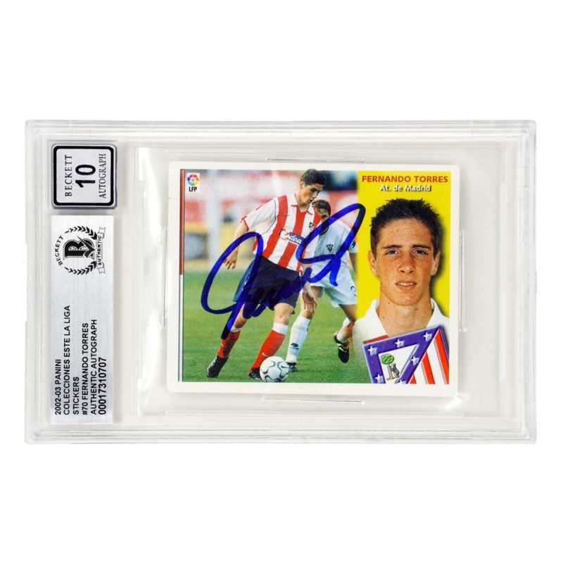 Fernando Torres Signed 2002-03 Panini Colecciones Este Rookie Sticker – BGS 10
