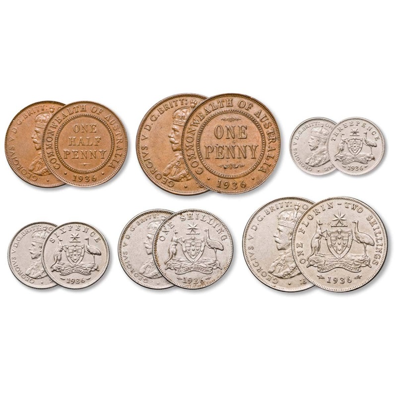 George V 1936 6-Coin Set Extremely Fine-about Uncirculated