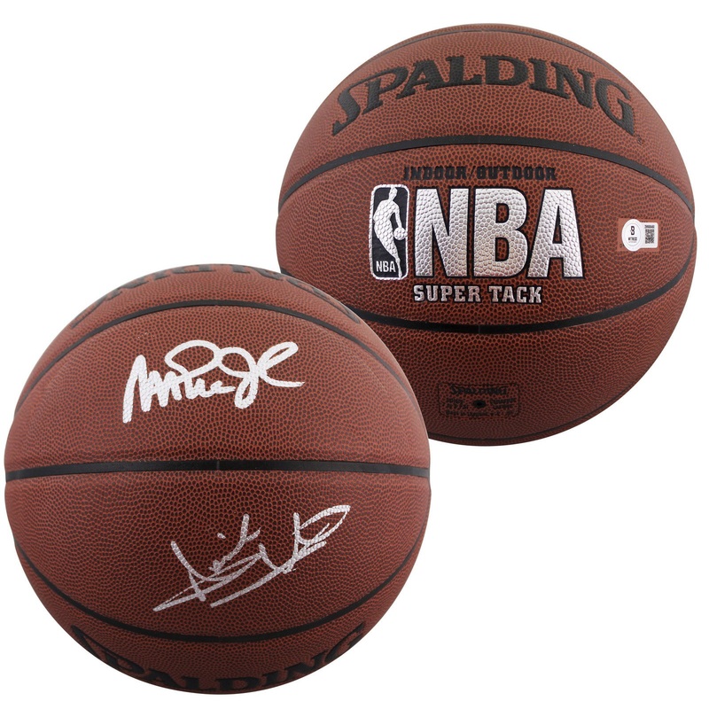 Magic Johnson & Isiah Thomas Signed Spalding Basketball BAS Witnessed #2W688450