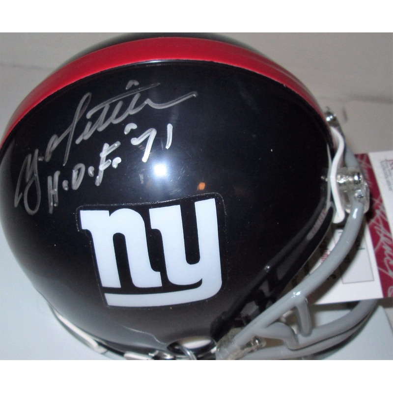 NY Giants Hall of Famer YA TITTLE Signed Mini Helmet AUTO w/ HOF ’71 – JSA!!