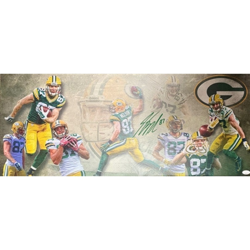 Packers JORDY NELSON Signed 13×31 Stretched Canvas Collage AUTO – JSA