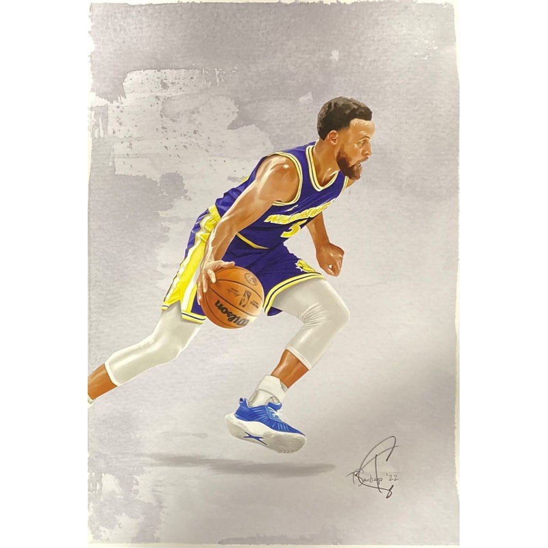 Stephen Curry 13×19 Golden State Warriors Lithograph Signed by Tony Santiago