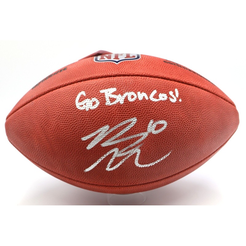 Bo Nix Autographed/Inscribed Go Broncos NFL Game Ball Beckett COA