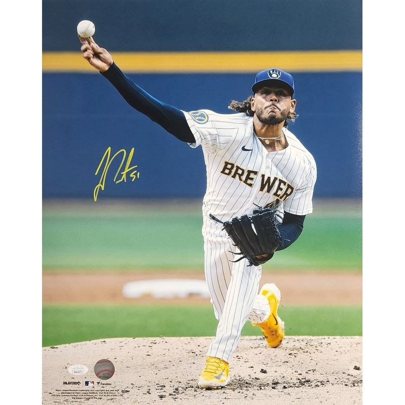 Brewers All Star Pitcher FREDDY PERALTA Signed 16×20 Photo #13 AUTO — JSA