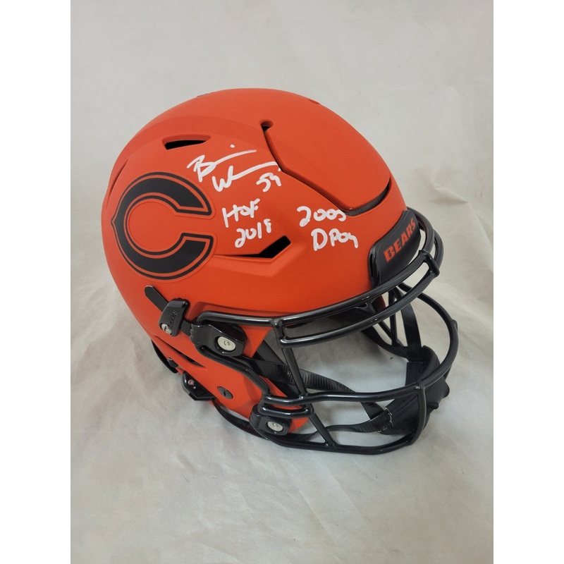 BRIAN URLACHER HOF 18 & 2005 DPOY SIGNED CHICAGO BEARS RAVE SPEEDFLEX HELMET