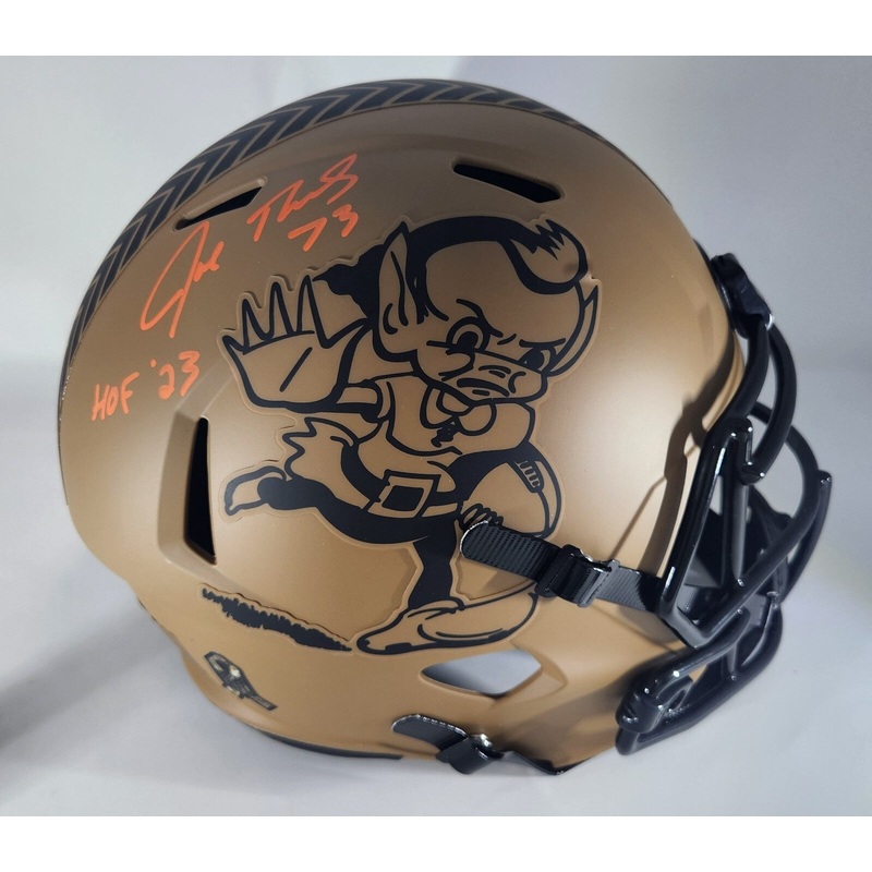 Browns JOE THOMAS Signed Full Size 2023 SALUTE Replica Helmet AUTO w/ HOF ’23
