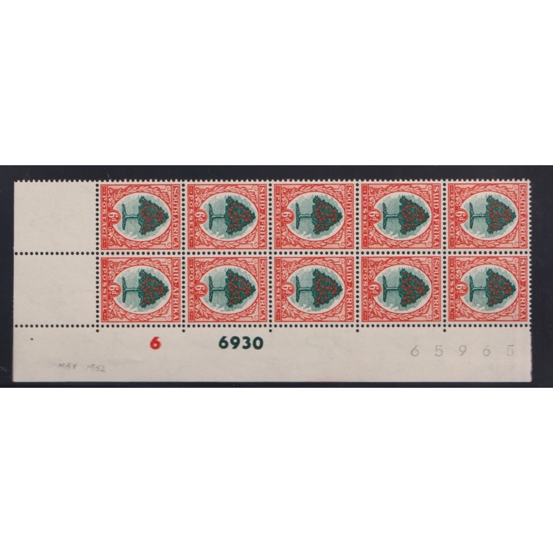 1950 6d EXTENDED CYLINDER  BLOCK  UM- SACC 118