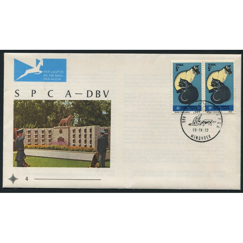 1972 SPCA TWO CATS UNADDRESSED FDC – SCARCE!