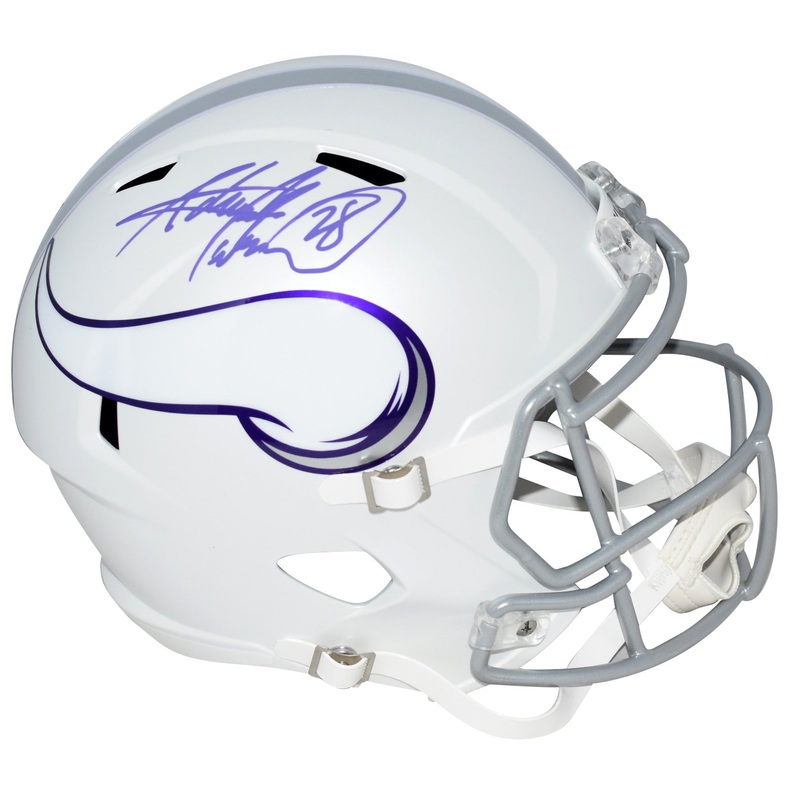 ADRIAN PETERSON SIGNED MINNESOTA VIKINGS WHITE FULL SIZE SPEED HELMET BECKETT