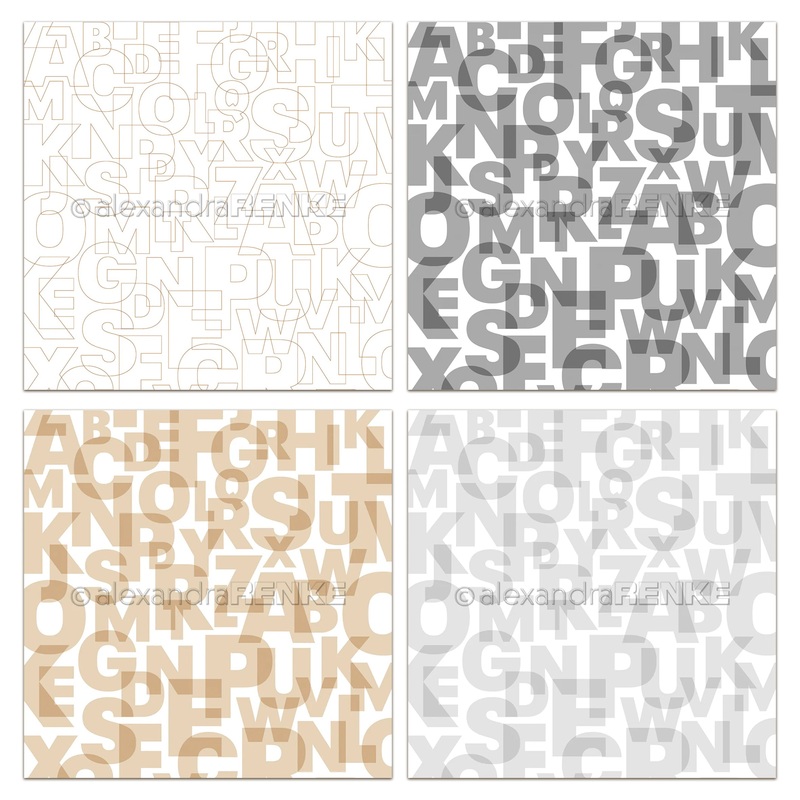 Alexandra Renke 12×12 Design Papers Interlaced Alphabet Collection 200g – 4 pcs