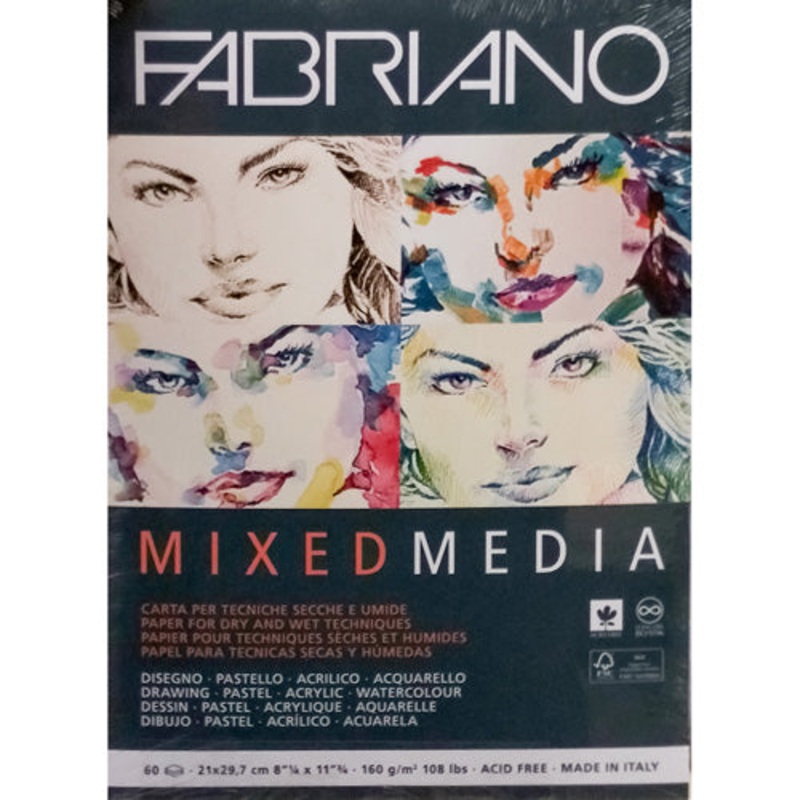 Fabriano Mixed Media Pads, 8.25 x 11.75 – 160gsm, 60 Shts/Pad