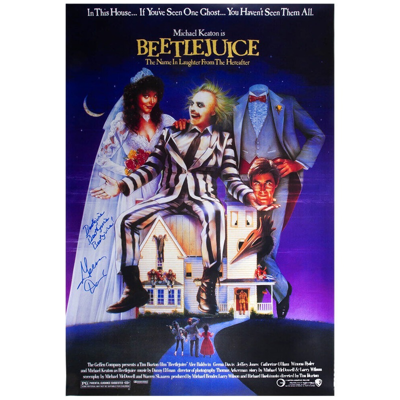 Geena Davis Signed Beetlejuice 27×40 Full Size Movie Poster w/INS (SCHWARTZ COA)