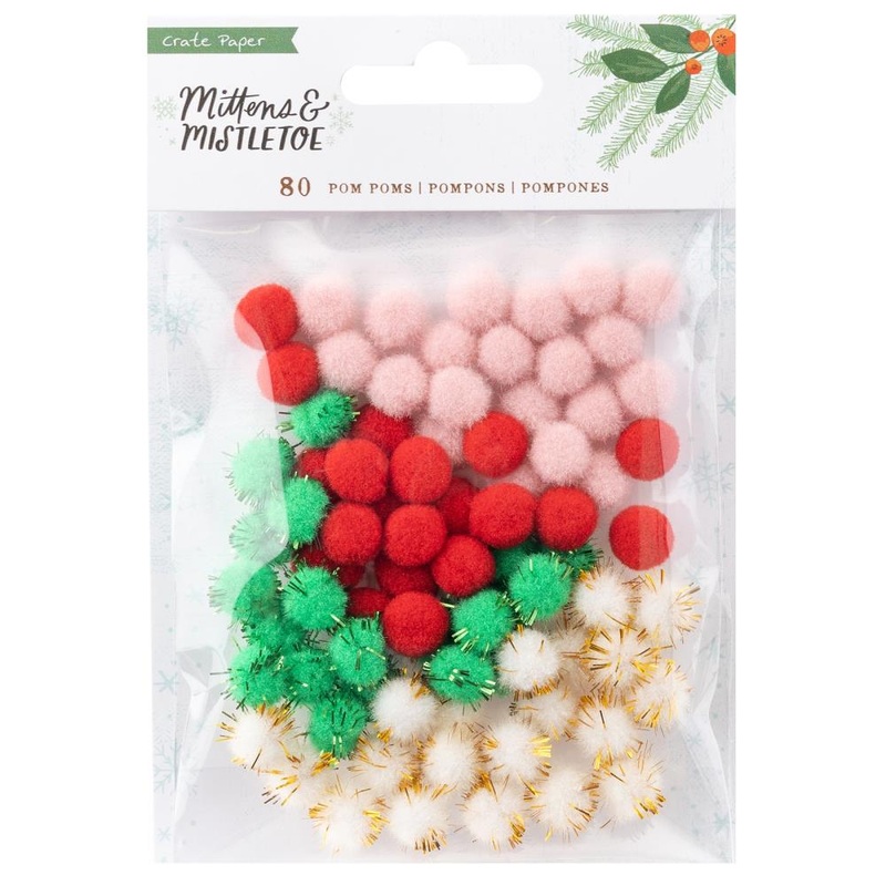 Mittens & Mistletoe Mixed Pom Poms 80/Pkg