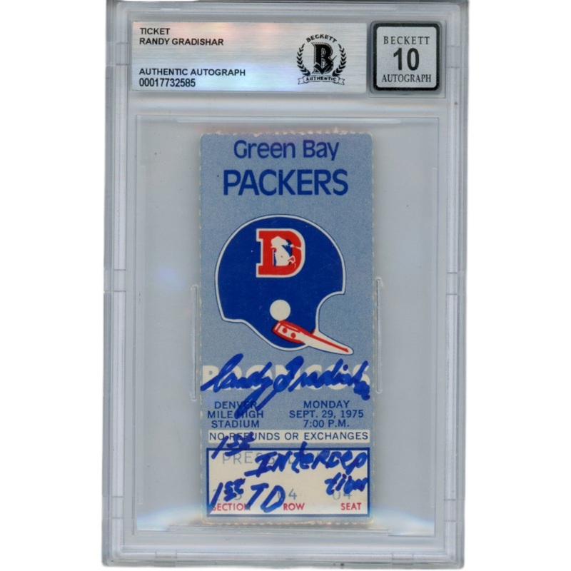 Randy Gradishar Signed Ticket Stub 11/29/75 v Packers 1st INT Slab Beckett 49079