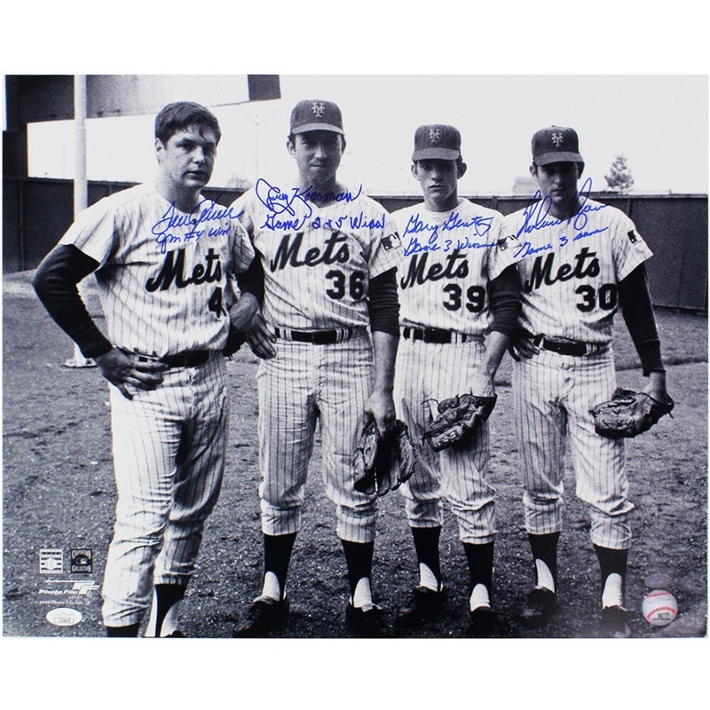Seaver, Gentry, Koosman & Ryan Signed New York Mets Unframed 16×20 Photo – Insc