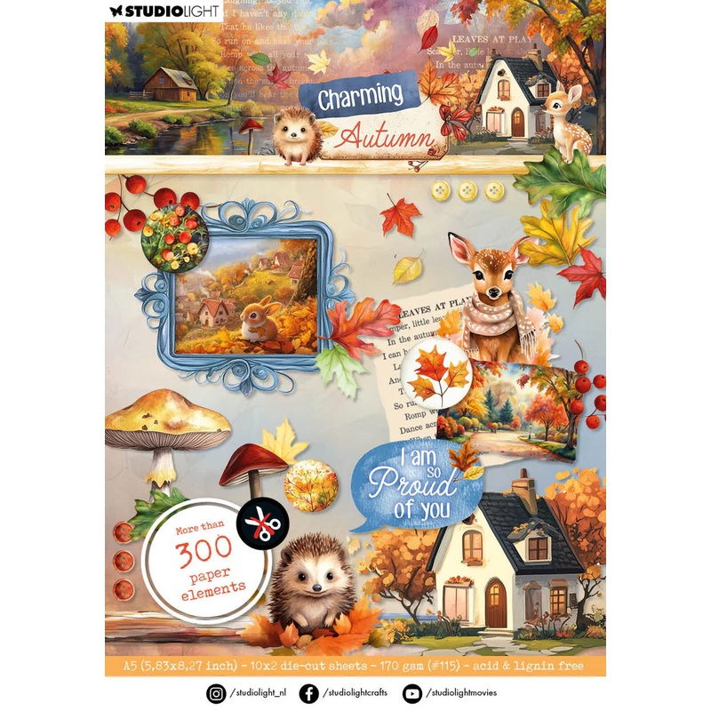 Studio Light Die-Cut Paper Pad Paper Elements Charming Autumn 20 Sheets