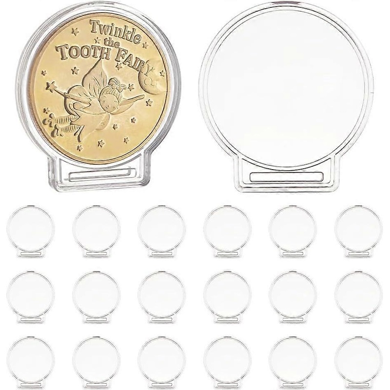 Transparent Acrylic Commemorative Coin Display Box Coin Protective Case Round Clear 61.5x56x5mm Hole: 23×2.5mm Inner Diameter: 53mm