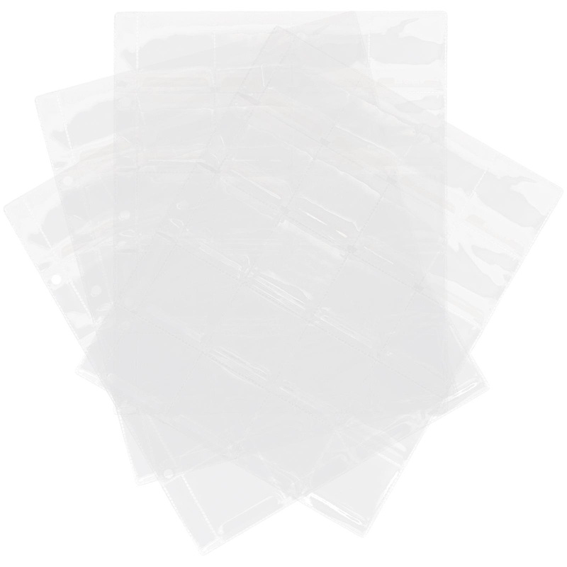 Transparent PVC Coin Binder Pages for Collectors 4 Pieces Easy to Attach or Remove Practical Use