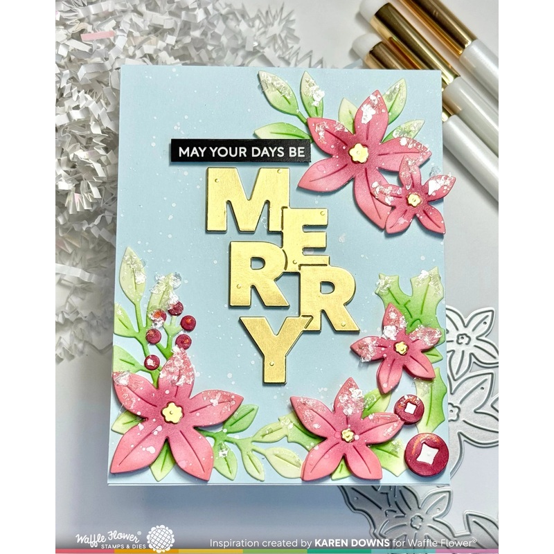 Waffle Flower – Overlapping Vertical Merry Word Die