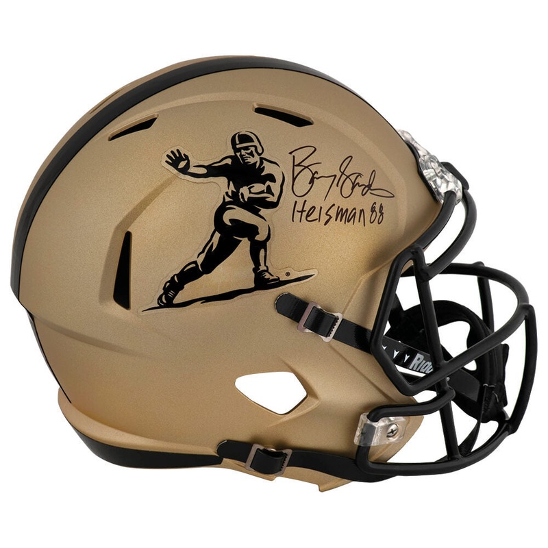 Barry Sanders Signed Heisman Logo Riddell F/S Speed Rep Helmet w/INSC – (SS COA)