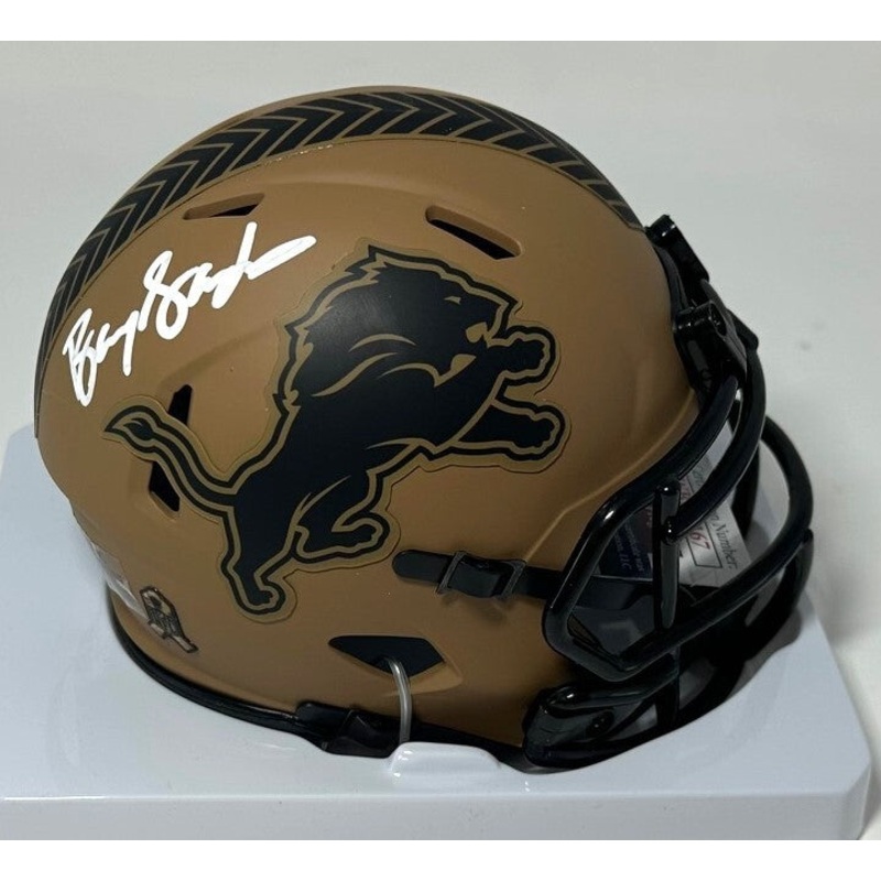 Lions BARRY SANDERS Signed Riddell 2023 SALUTE Speed Mini Helmet AUTO – JSA